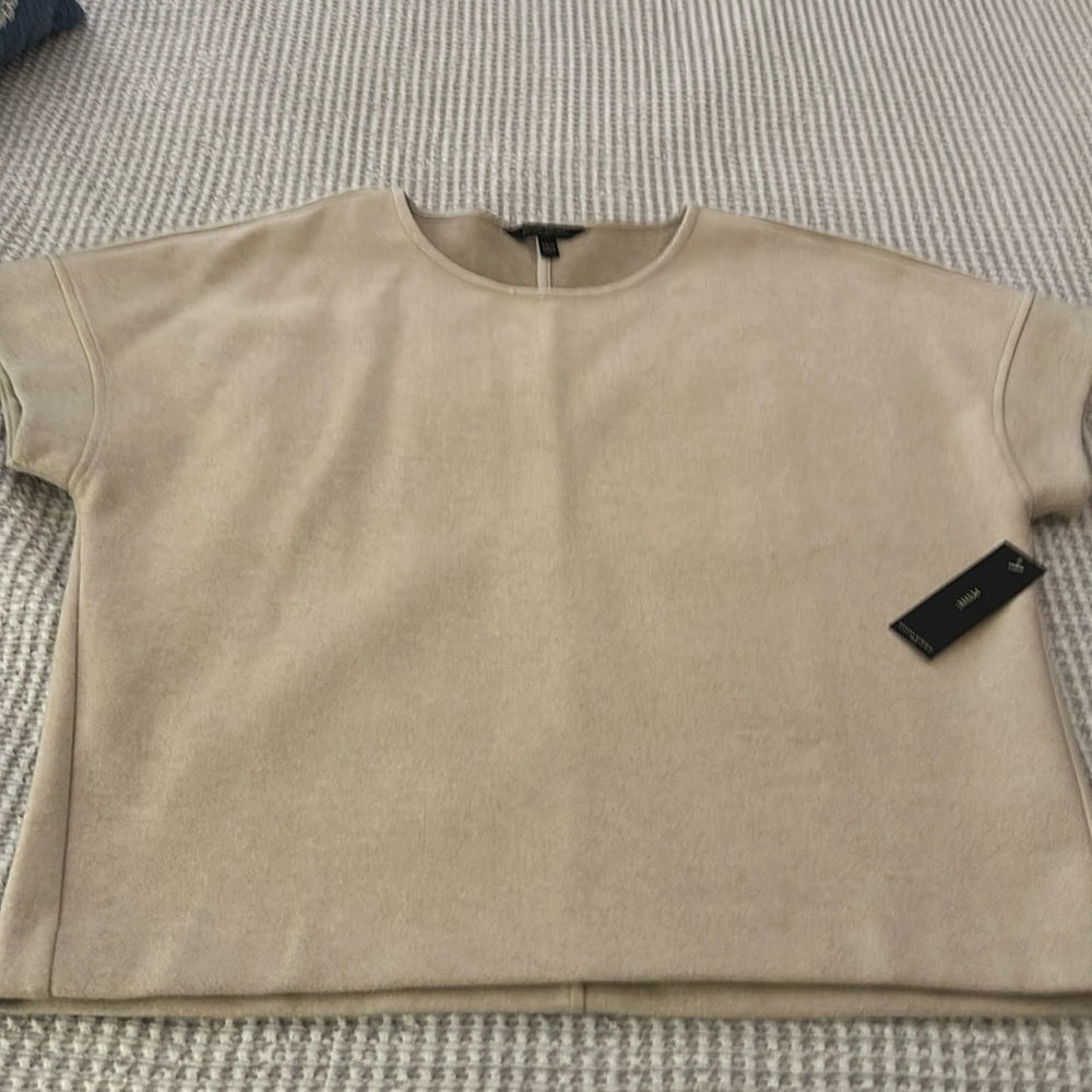 NWT Banana Republic tan cozy boxy top warm thicker fabric Brushed sweatshirt